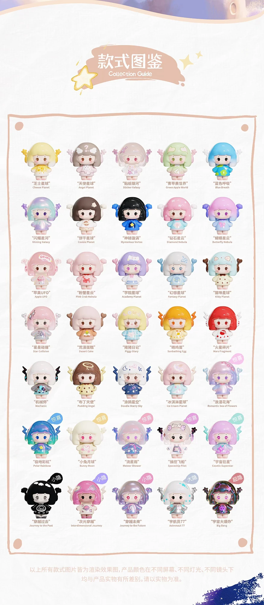 SHOW.U TOYS SEVEN SEVEN Mini Bean Blind Bag Figures | SEVEN Series Space Themed Collectible Beans, Multiple Secret Chase Variants