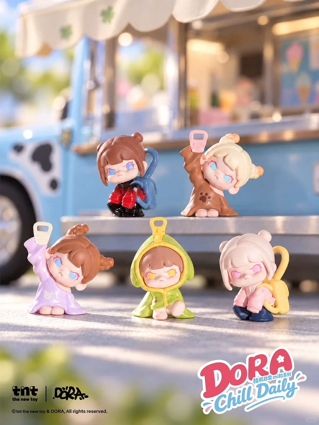 DORA Chill Daily Mili Series Keychain Blind Box | 24 Regular + 6 Surprise + 3 Hidden, Authentic TNTSPACE Mini Collectible Pendant Figure