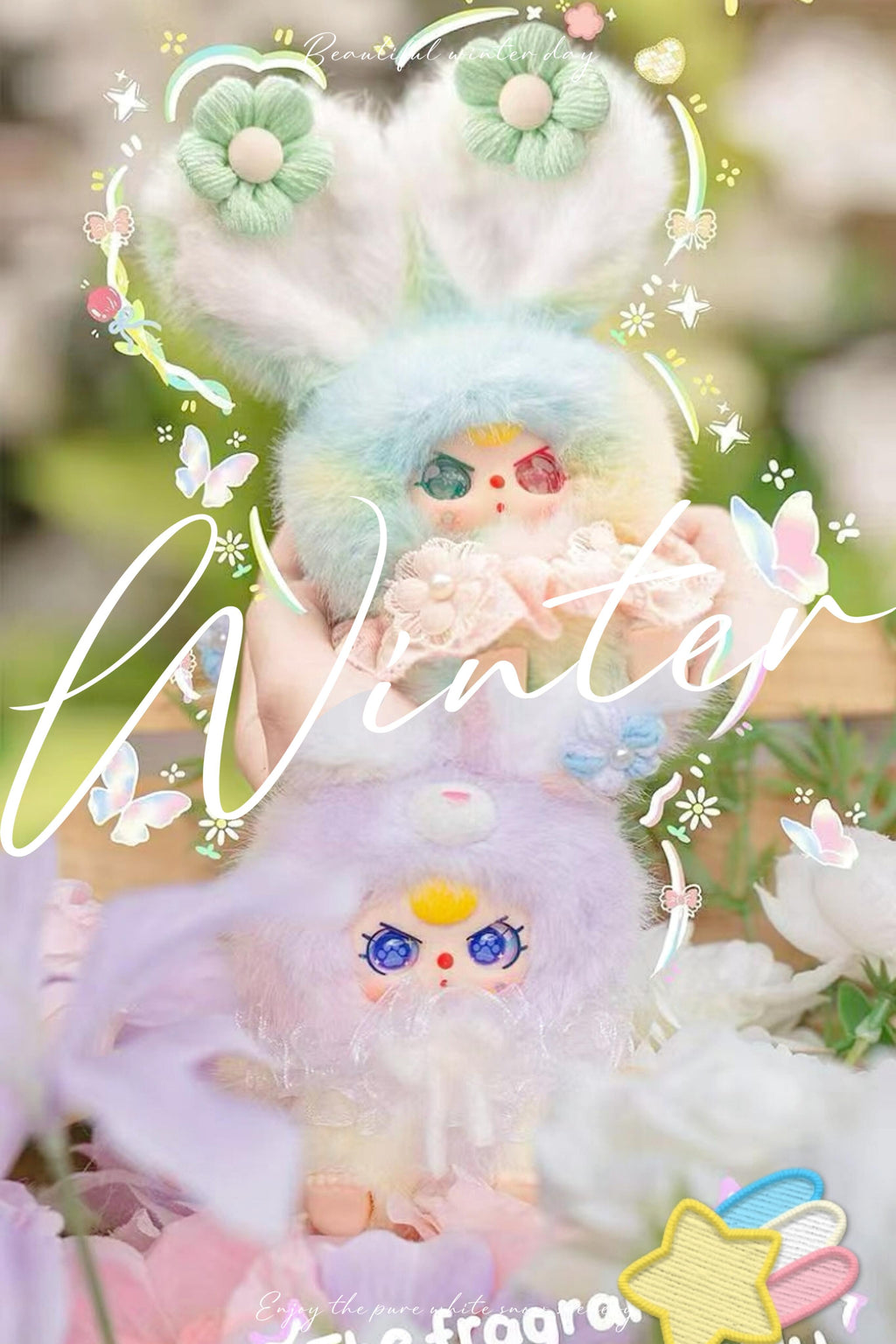 Baby Three Flower Fairy Fluffy Lop-Eared Rabbit Plush Blind Box PB10820