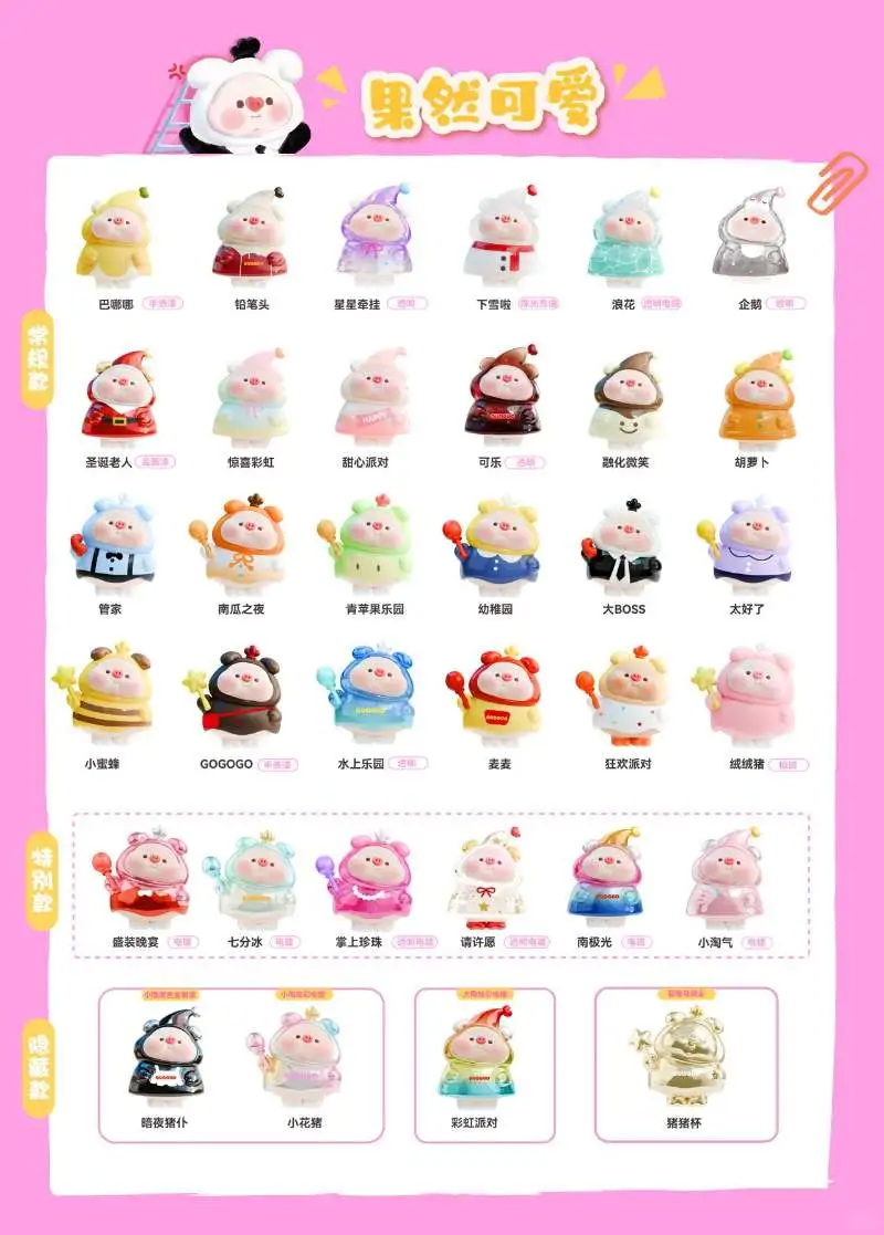 Guoguo Pig Mini Bean Blind Bag Figures | "So Cute" Series Cute Pig Collectible Mini Beans, Multiple Secret Chase Styles