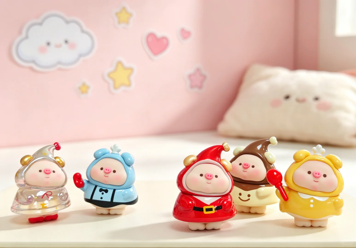 Guoguo Pig Mini Bean Blind Bag Figures | "So Cute" Series Cute Pig Collectible Mini Beans, Multiple Secret Chase Styles