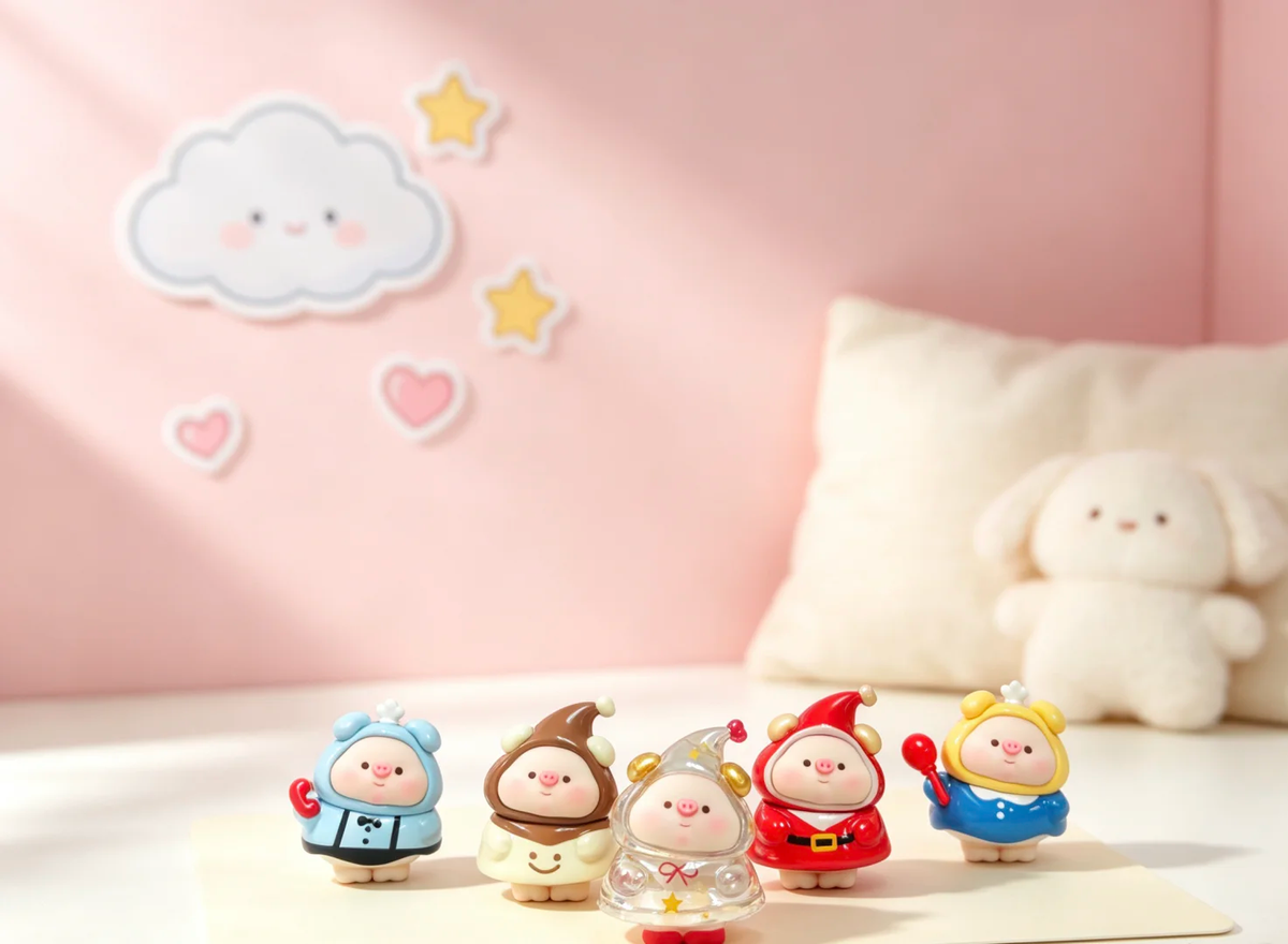 Guoguo Pig Mini Bean Blind Bag Figures | "So Cute" Series Cute Pig Collectible Mini Beans, Multiple Secret Chase Styles