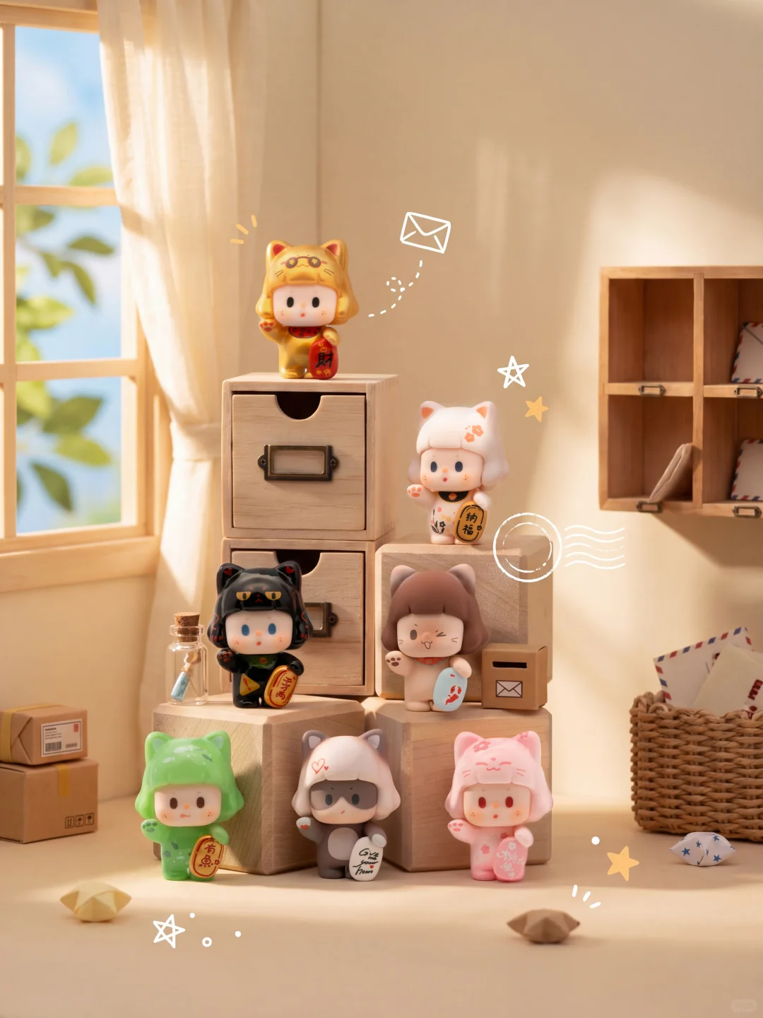 Bu Er Little Wishes Series Mini Bean Blind Bag Figures | Kawaii Wishes Themed Mini Collectibles, Secret & Super Secret Chases