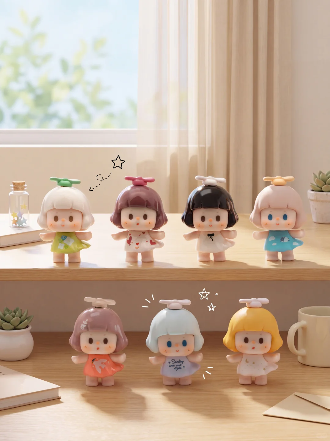 Bu Er Little Wishes Series Mini Bean Blind Bag Figures | Kawaii Wishes Themed Mini Collectibles, Secret & Super Secret Chases