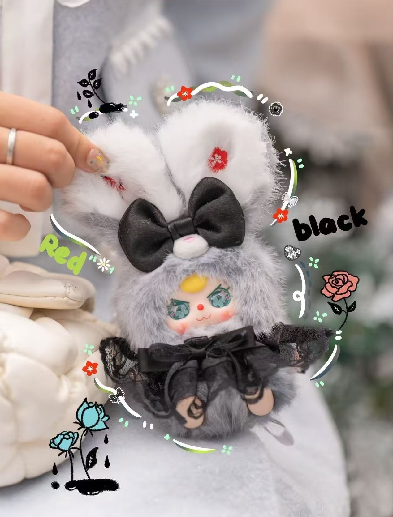 Baby Three Flower Fairy Fluffy Lop-Eared Rabbit Plush Blind Box PB10820