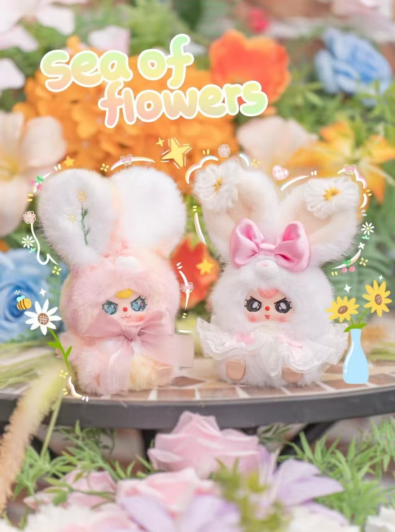 Baby Three Flower Fairy Fluffy Lop-Eared Rabbit Plush Blind Box PB10820
