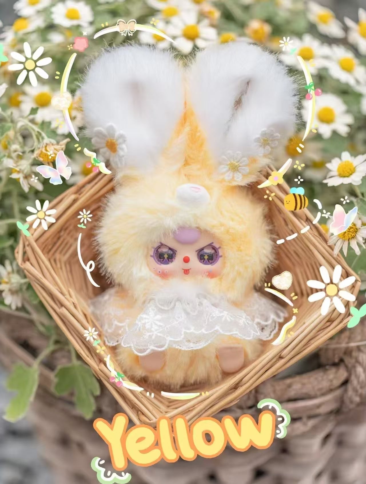 Baby Three Flower Fairy Fluffy Lop-Eared Rabbit Plush Blind Box PB10820