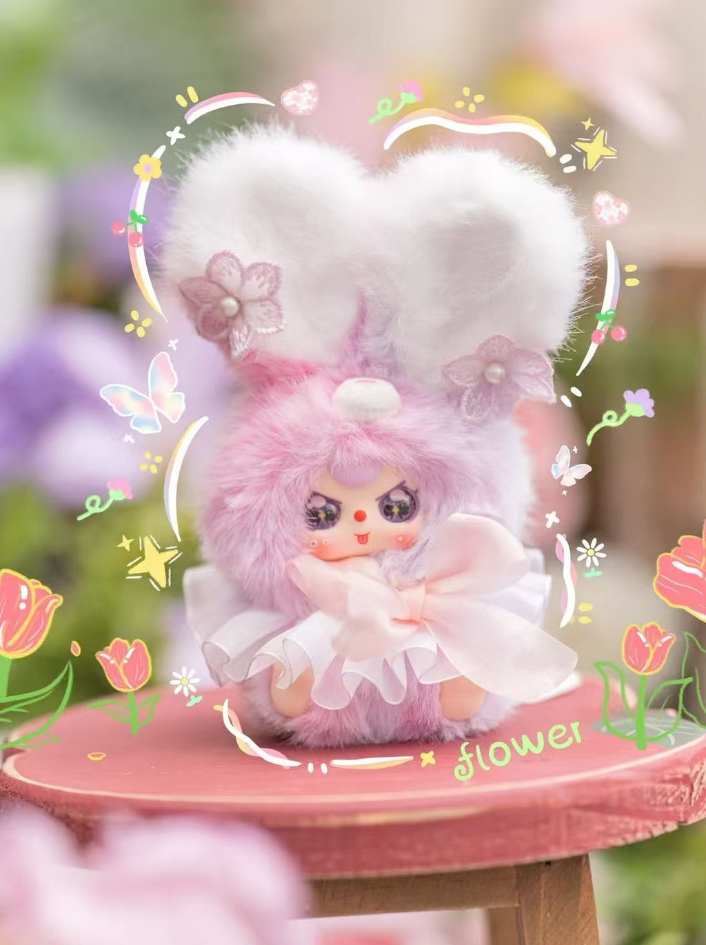 Baby Three Flower Fairy Fluffy Lop-Eared Rabbit Plush Blind Box PB10820