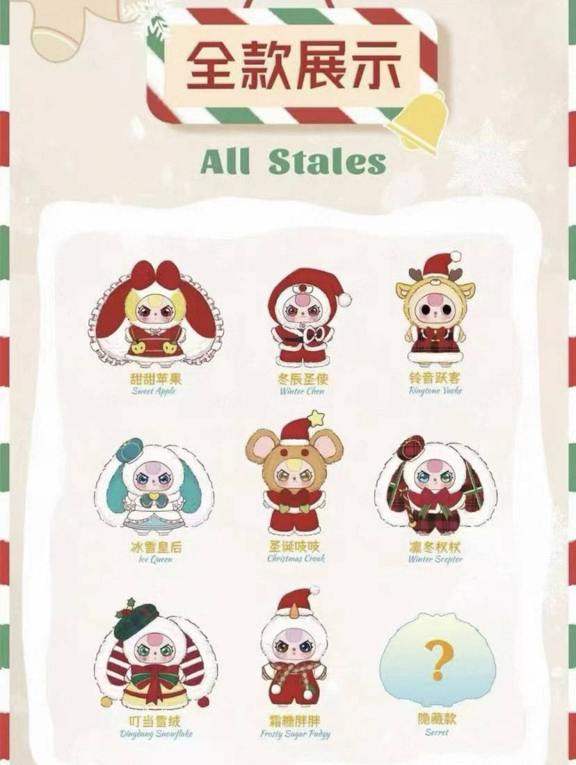 Baby Three Christmas Series 2 400% Oversized Fluffy Plush Blind Box PH10500